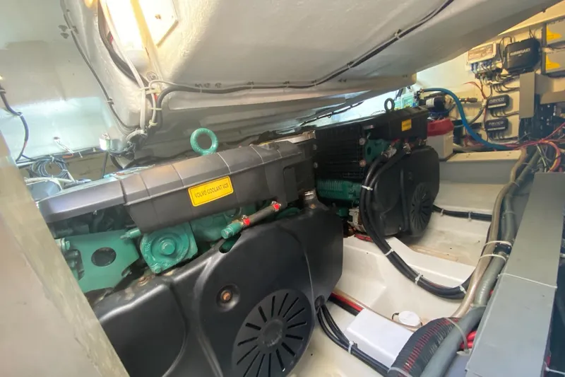 “amor Fati” Yacht Photos Pics Engine room of 2014 Beneteau Gran Turismo 44 with Volvo engines and wiring.