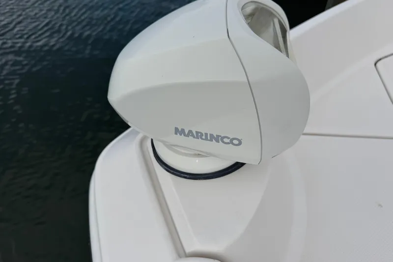 Blue Skies Yacht Photos Pics White Marinco spotlight on 2017 Regal 42 Fly boat deck.