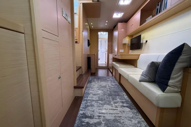 "lagu" Yacht Photos Pics Luxurious interior of 2012 Lagoon 450 yacht with modern seating and elegant decor.