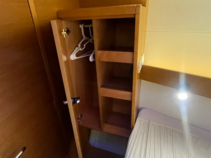 Venteux Yacht Photos Pics Wooden wardrobe interior on a 2016 Jeanneau Sun Odyssey 349 yacht.