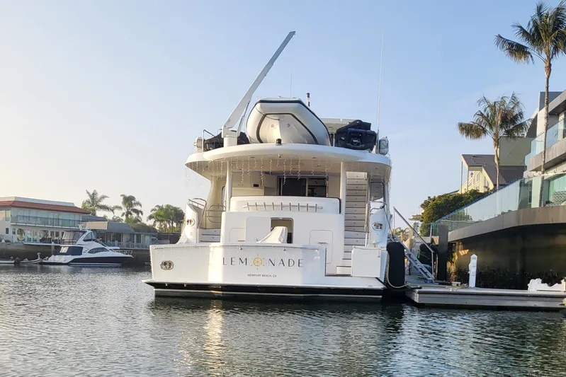Lemonade Yacht Photos Pics Luxury 2007 Cheoy Lee 100 yacht docked in Newport Beach marina.