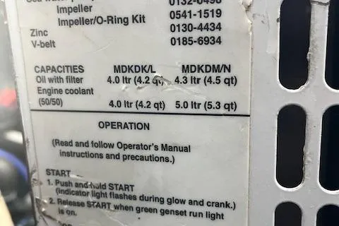 L Altro G Yacht Photos Pics 2006 Cranchi Atlantique 48 engine specifications and operation instructions label.