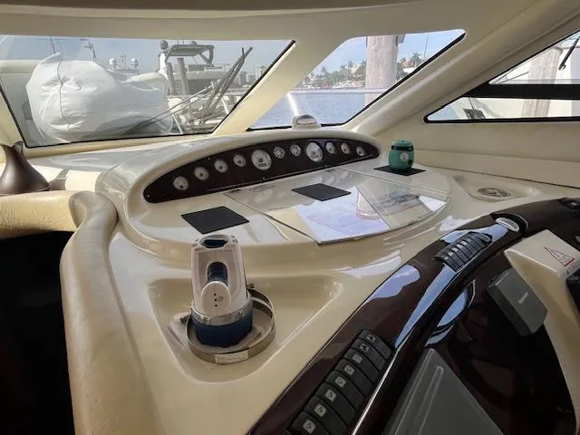 L Altro G Yacht Photos Pics 2006 Cranchi Atlantique 48 yacht helm with navigation instruments and controls.