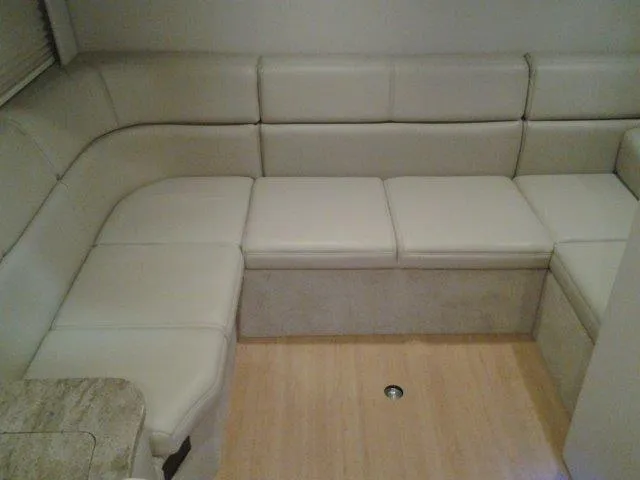  Yacht Photos Pics 2017 Formula 40 Performance Cruiser interior with beige leather seating.