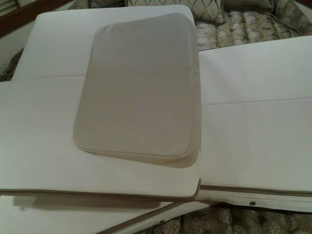  Yacht Photos Pics Cushioned seating area on a 2017 Formula 40 Performance Cruiser boat interior.