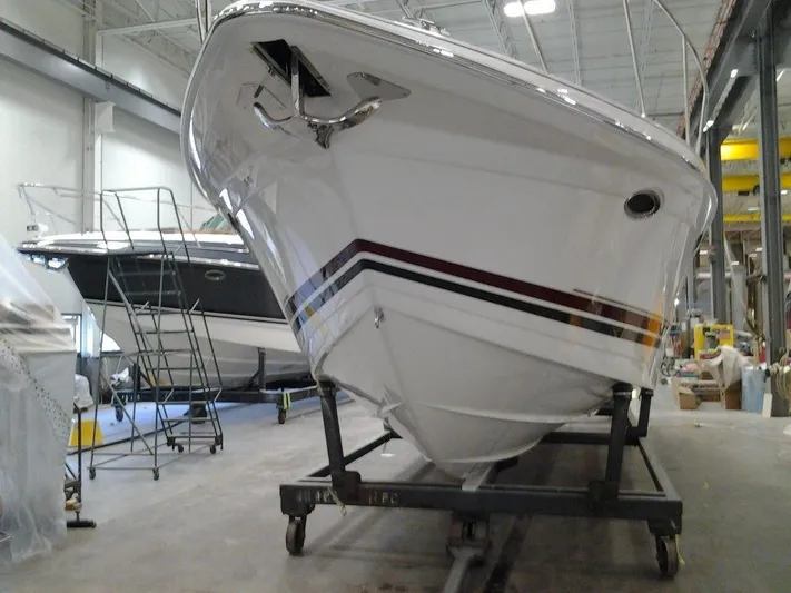  Yacht Photos Pics 2017 Formula 40 Performance Cruiser in a workshop, showcasing sleek design and craftsmanship.