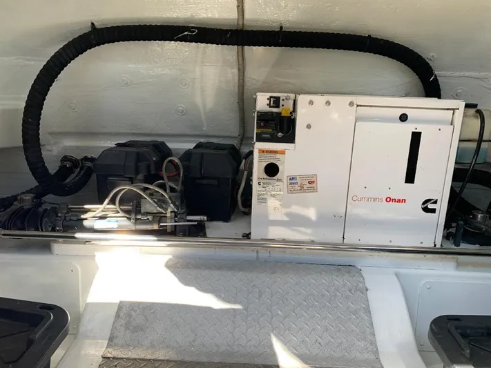 Geminis Yacht Photos Pics Engine compartment of a 2014 VanDutch 55 yacht with Cummins Onan generator.