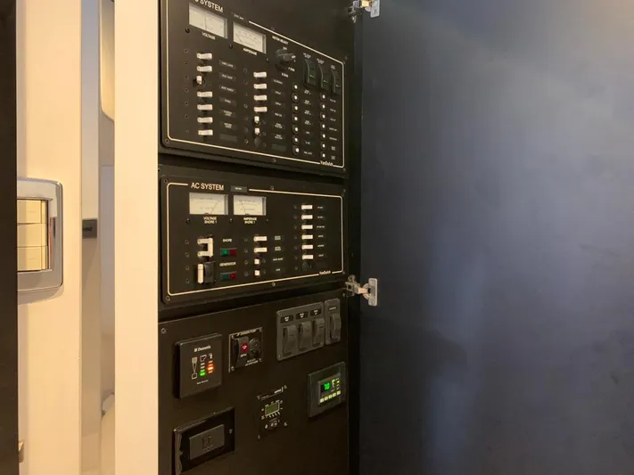 Geminis Yacht Photos Pics Electrical control panel inside a 2014 VanDutch 55 yacht.