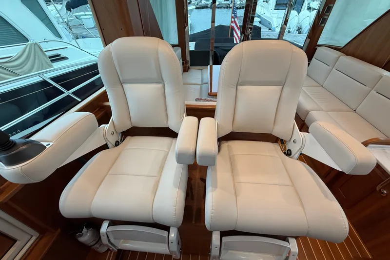 Kay Lee Jean Yacht Photos Pics Luxury seating in 2023 Sabre 43 Salon Express yacht interior.