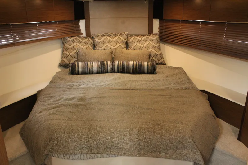 To The Moon And Back Yacht Photos Pics Luxurious bedroom in 2014 Cruisers Yachts 45 Cantius model.