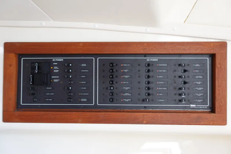  Yacht Photos Pics Electrical control panel on a 2002 Carolina Classic 35 boat.