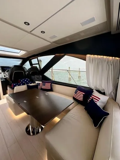  Yacht Photos Pics Luxurious interior of 2022 Azimut S6F yacht with elegant seating and modern design.