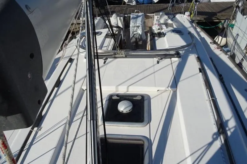 Panopaea Yacht Photos Pics 2011 Dufour 405 GL yacht deck with hatches and rigging.