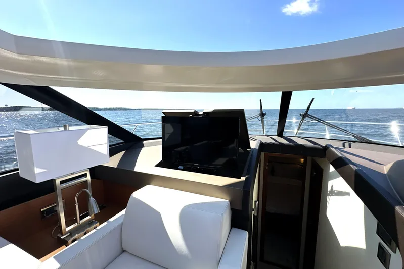 Eribella Yacht Photos Pics Luxurious interior of 2016 Prestige 500S yacht with ocean view and modern amenities.