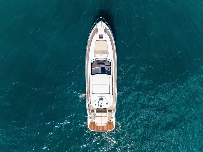 Manik Yacht Photos Pics Azimut Atlantis 50 yacht cruising on open sea, aerial view, 2016 model.