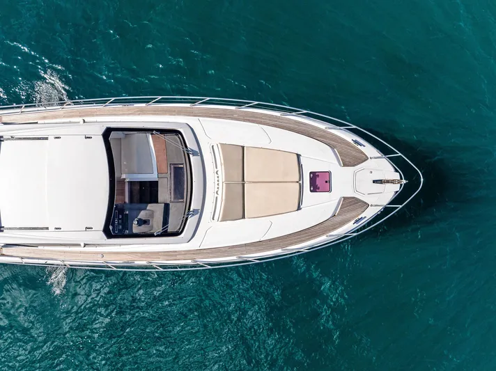 Manik Yacht Photos Pics Overhead view of 2016 Azimut Atlantis 50 yacht on blue water.