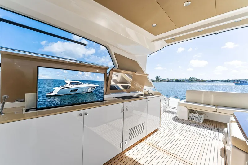 Manik Yacht Photos Pics Luxurious 2016 Azimut Atlantis 50 yacht interior with sleek design and scenic ocean view.