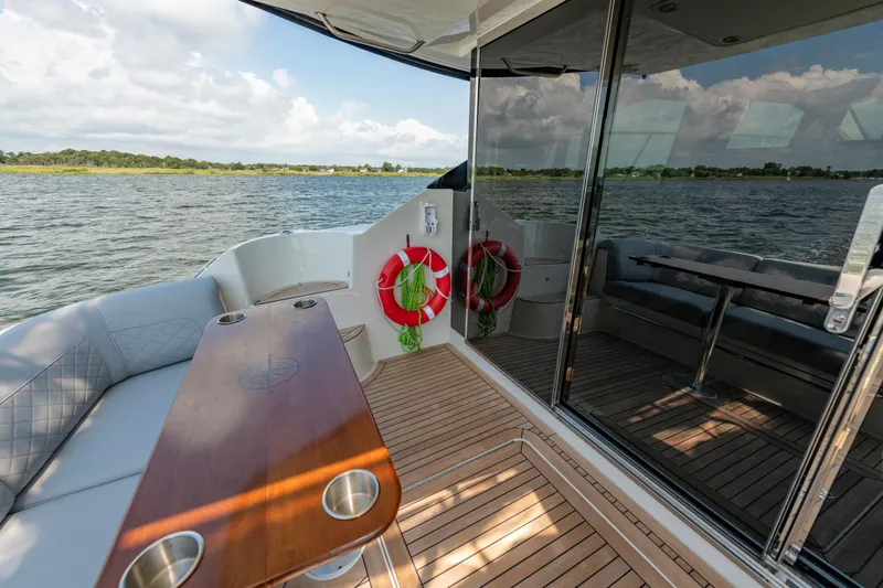  Yacht Photos Pics Luxurious 2017 Sea Ray Fly 510 yacht interior with scenic water view.