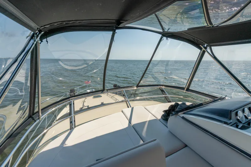  Yacht Photos Pics Interior view of 2017 Sea Ray Fly 510 yacht overlooking the ocean.