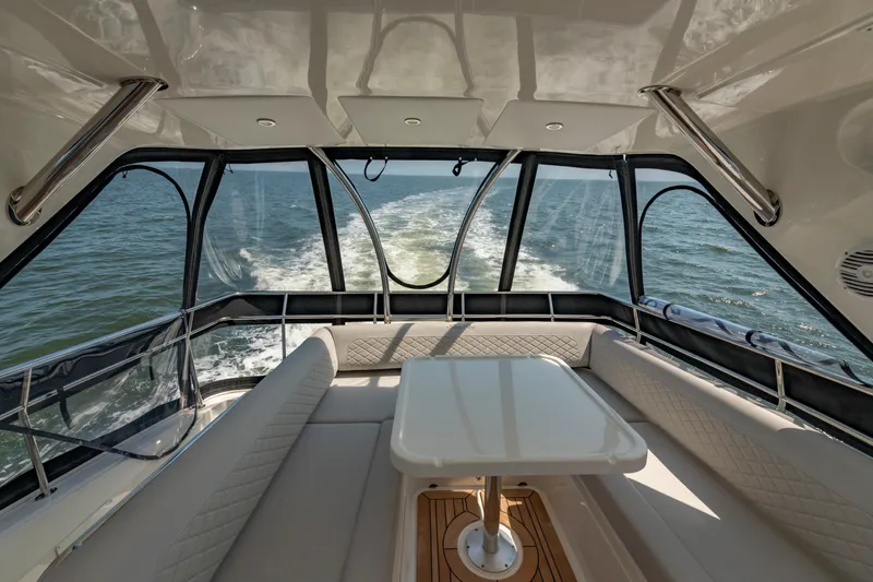  Yacht Photos Pics Luxurious interior of 2017 Sea Ray Fly 510 yacht with ocean view.