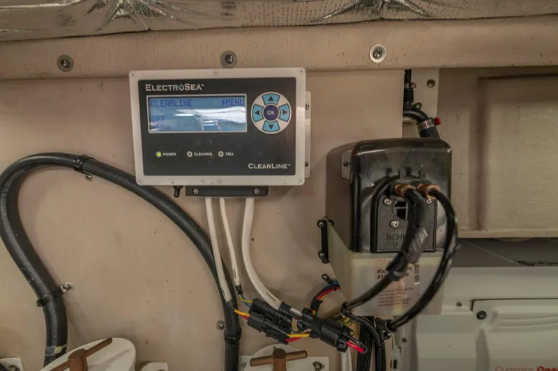  Yacht Photos Pics Control panel on a 2017 Sea Ray Fly 510 yacht, featuring ElectroSea ClearLine system.