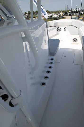  Yacht Photos Pics 2024 Contender 39 ST boat interior with rod holders and seating.