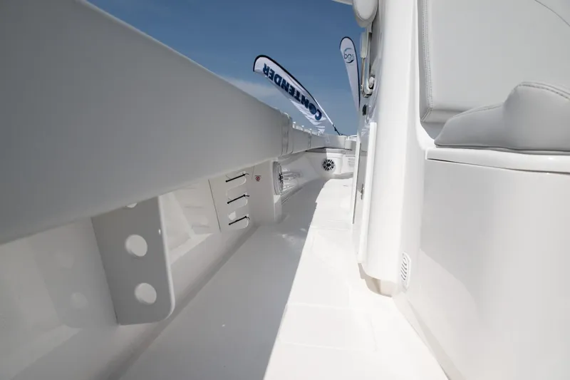  Yacht Photos Pics 2024 Contender 39 ST boat interior with sleek white design and modern features.