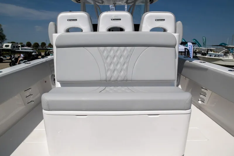  Yacht Photos Pics 2024 Contender 39 ST boat seating with sleek, modern design and comfortable upholstery.