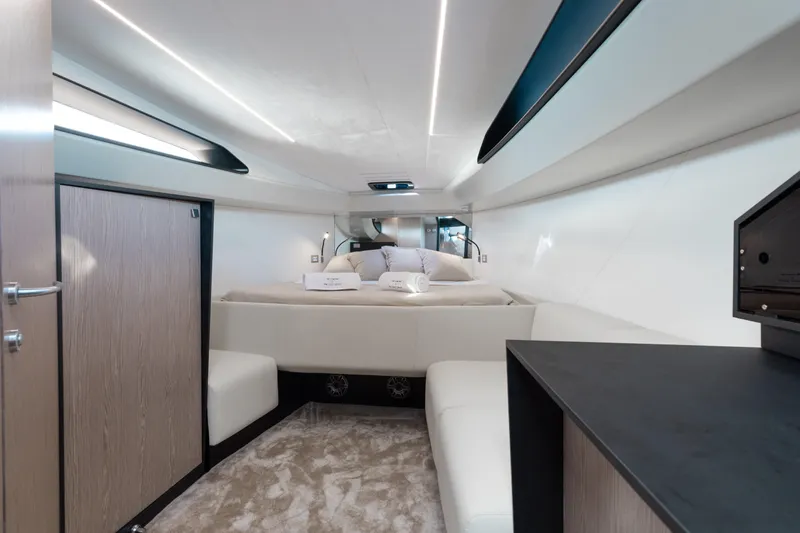  Yacht Photos Pics Luxurious interior of 2025 Anvera 48 yacht, featuring modern design and comfortable seating.