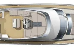  Yacht Photos Pics Top view of a 2011 Prestige 60 yacht, showcasing its spacious deck layout.