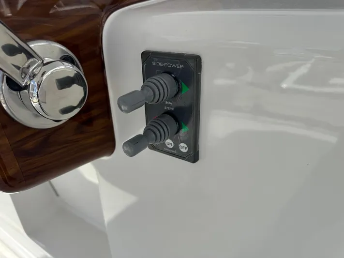  Yacht Photos Pics Control panel on 2007 Viking 52 Convertibles yacht with side power switches.