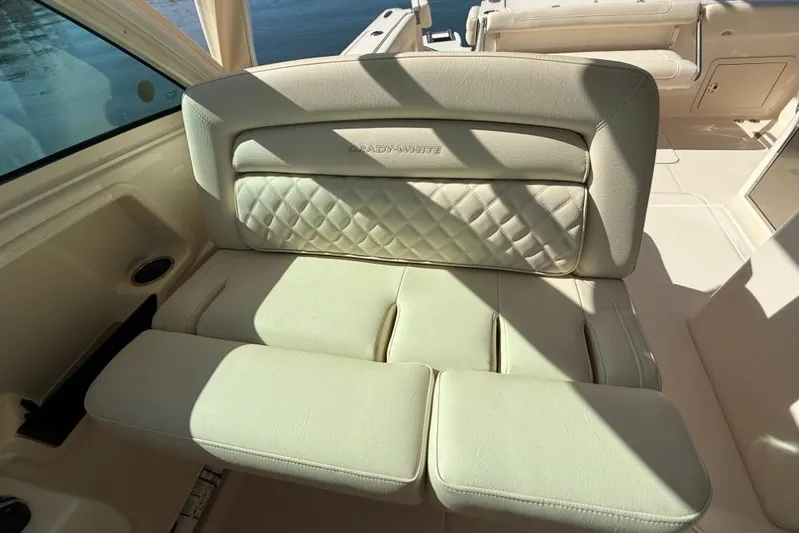  Yacht Photos Pics 2023 Grady-White Freedom 325 boat interior with luxurious seating and elegant design.