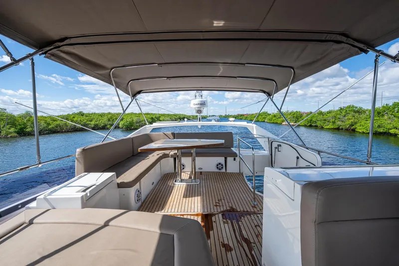  Yacht Photos Pics Luxurious 2012 Prestige Flybridge yacht with spacious deck and scenic waterway view.