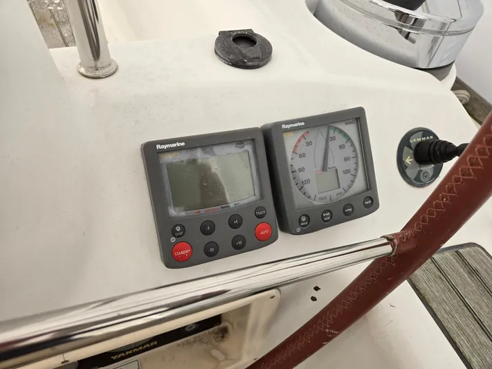 Surprise Yacht Photos Pics Beneteau 49 yacht dashboard with Raymarine instruments, 2007 model.