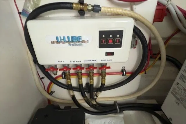 Jesse James Yacht Photos Pics Control panel with labeled valves in a 2011 Tiara Yachts 5800 Sovran.