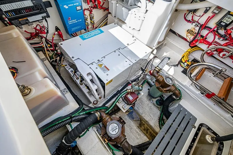 Catnap Yacht Photos Pics Engine room of 2023 Hinckley Sport Boat 40 X, showcasing electrical and mechanical components.