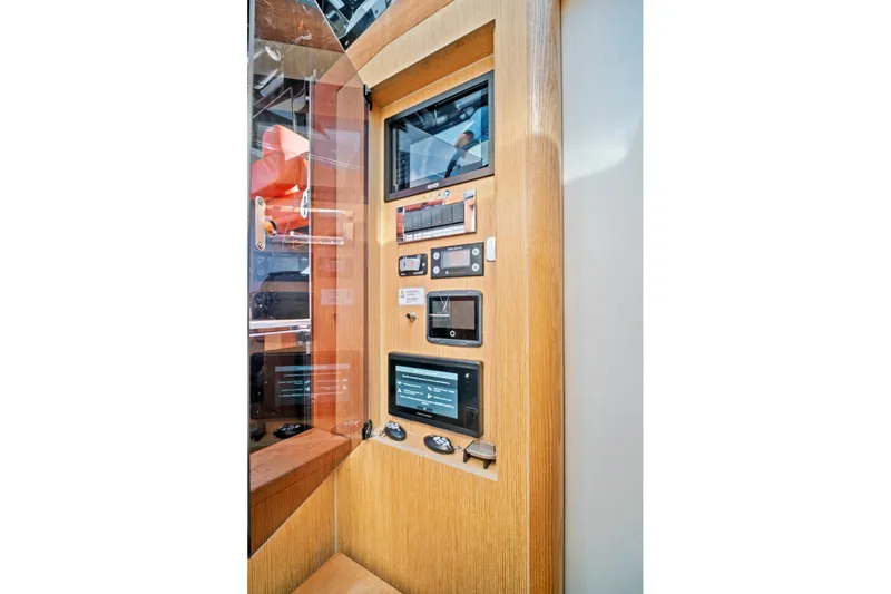 One Love Yacht Photos Pics Control panel of 2019 Fjord 52 Open yacht with modern navigation equipment.