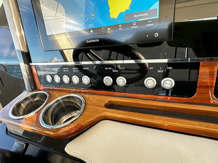  Yacht Photos Pics Dashboard of 2023 Tiara Yachts 34 LS with Garmin display and controls.