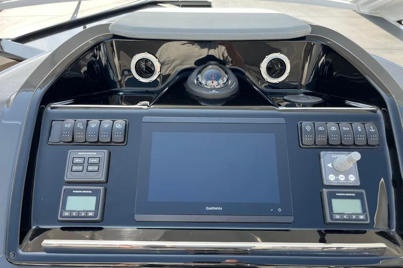  Yacht Photos Pics Dashboard of 2026 Beneteau Gran Turismo 41 with Garmin display and controls.