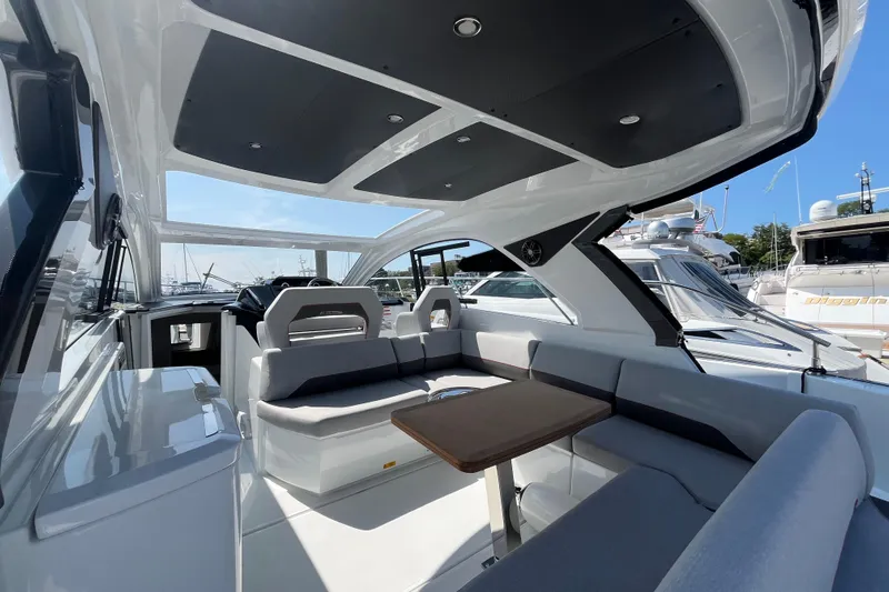  Yacht Photos Pics 2026 Beneteau Gran Turismo 41 yacht interior with sleek seating and modern design.