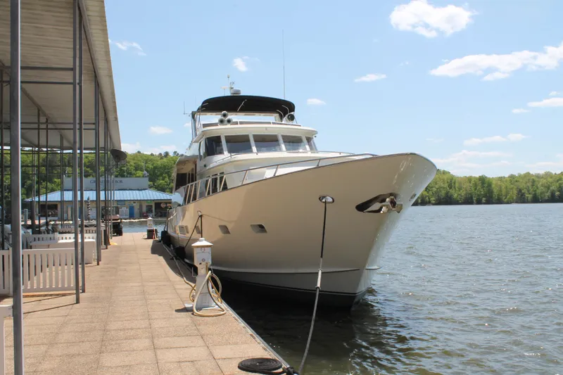 Sweet Freedom Yacht Photos Pics 1984 Broward CPMY yacht docked on a sunny day.