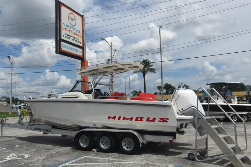  Yacht Photos Pics 2024 Nimbus T8 boat on trailer at Nautical Ventures dealership.
