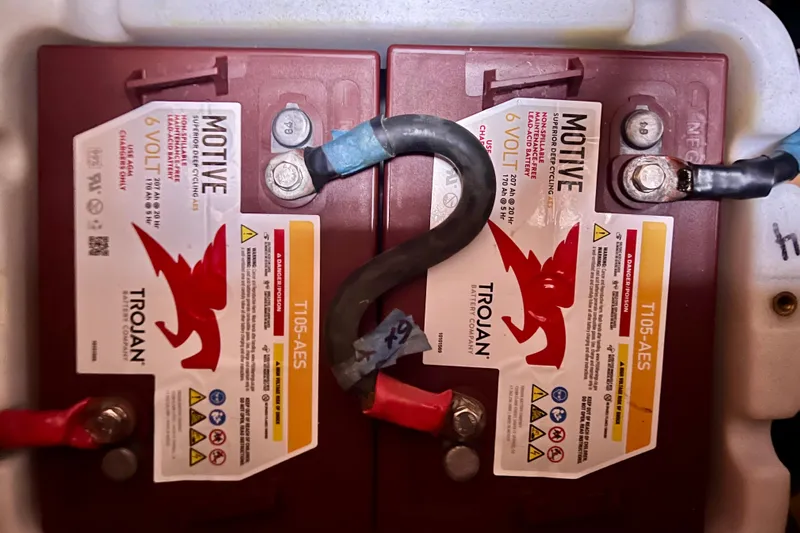 Still Got It Yacht Photos Pics Two Trojan T105-AES 6-volt batteries in a Lagoon 380, 2002 model.