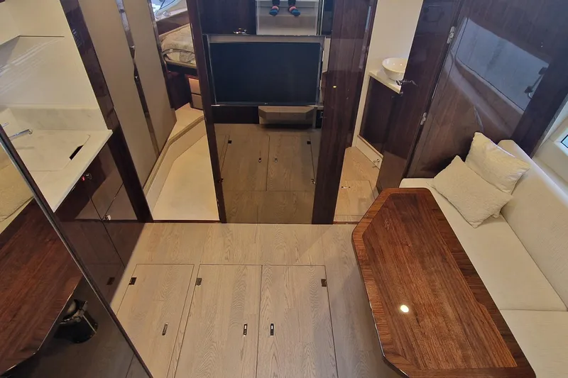 Volvo Ips & Dps Yacht Photos Pics 2024 Fairline Targa 45 Open interior with elegant wood finishes and modern design.