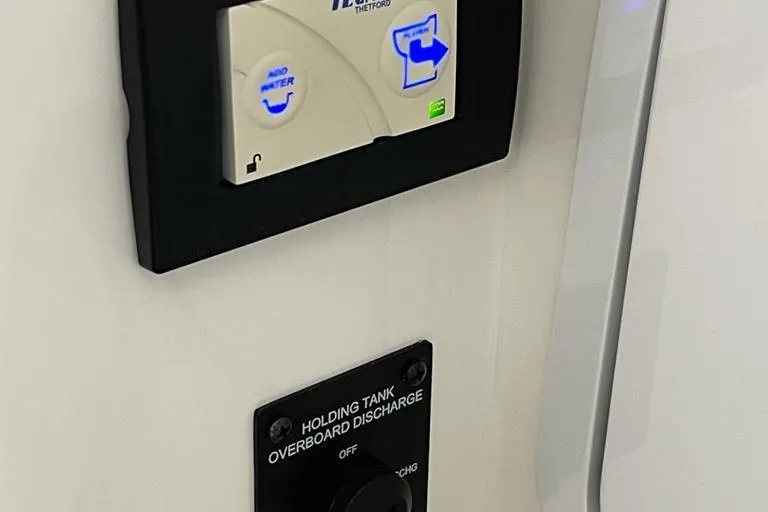  Yacht Photos Pics Control panel on 2019 Regulator 41 boat for water and holding tank management.