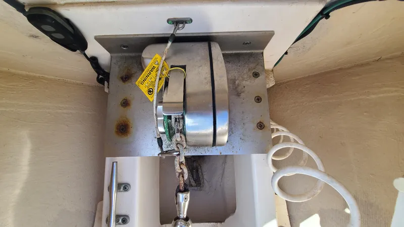  Yacht Photos Pics Anchor winch system on a 2016 Pursuit DC 325 Dual Console boat.