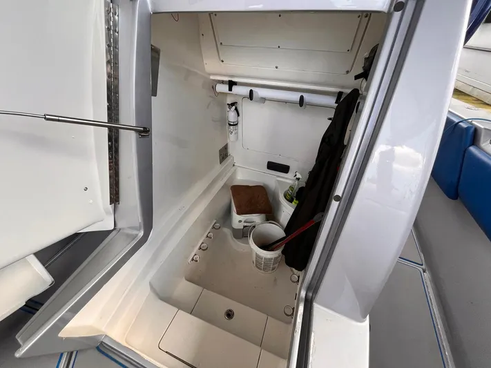  Yacht Photos Pics Interior of 2011 Statement 380 Open boat, featuring storage space and equipment.