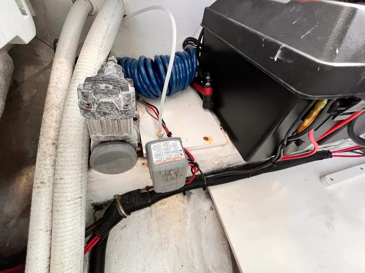  Yacht Photos Pics Boat engine compartment with wiring and components, Statement 380 Open, 2011 model.