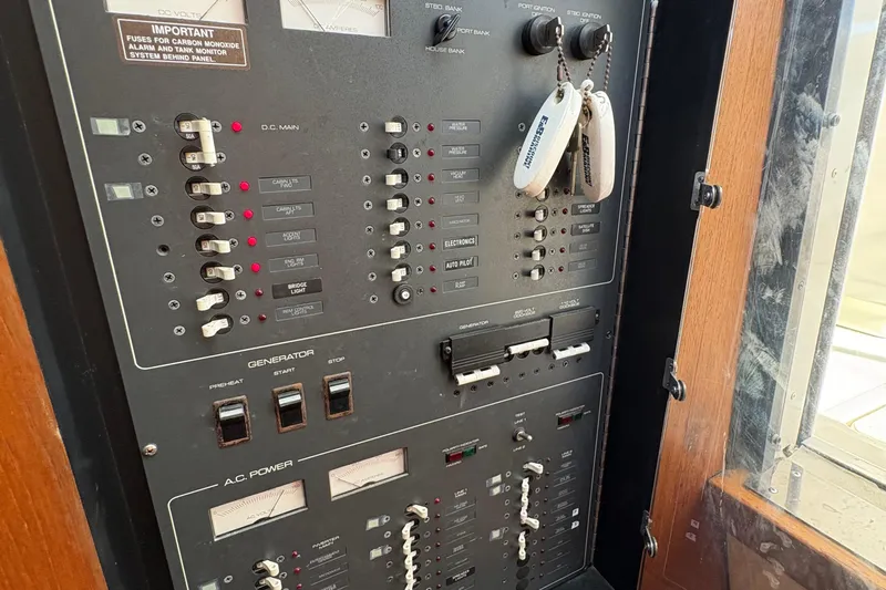 Mokai Yacht Photos Pics Electrical control panel on a 1996 Tiara 4300 Open boat.