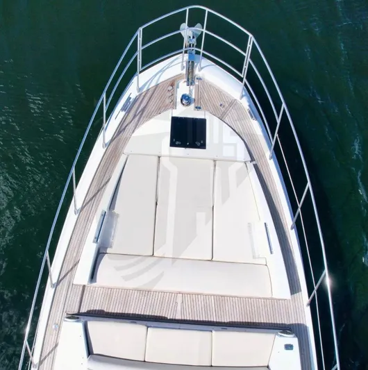 Saint George Yacht Photos Pics Azimut 55S 2015 yacht bow with sunbathing area and sleek design.